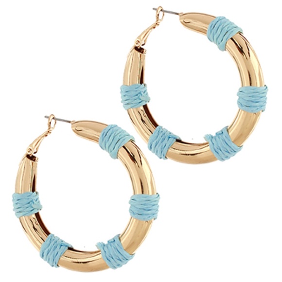 Bold & Wrapped Raffia Station Hoops - Picture 2 of 8